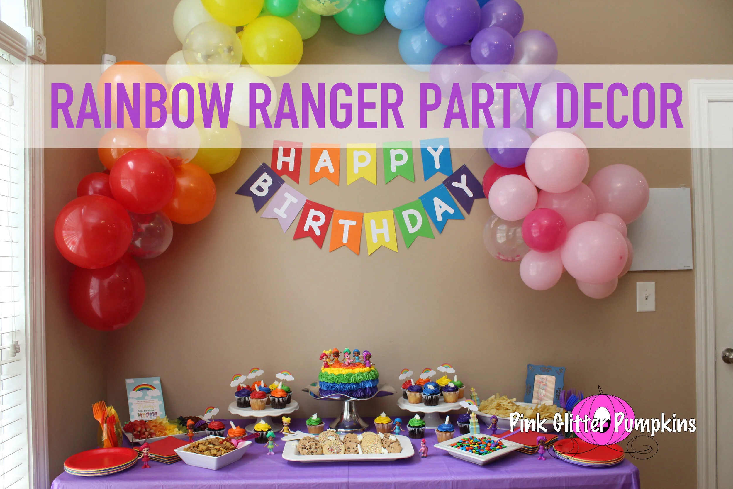 Rainbow Ranger Party Decor — Pink Glitter Pumpkins
